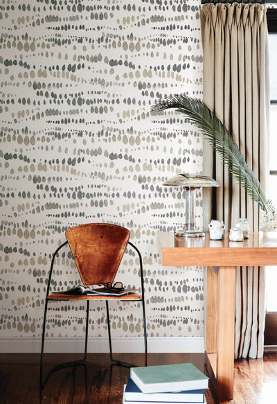 product image for Dewdrops Wallpaper in Black & Taupe 24