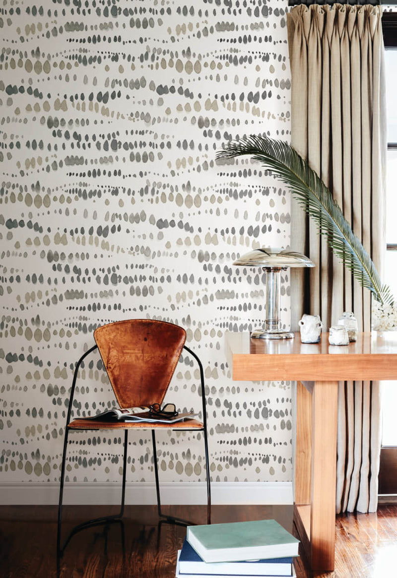 media image for Dewdrops Wallpaper in Black & Taupe 242