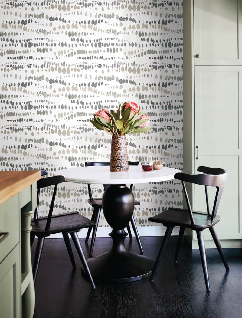 media image for Dewdrops Wallpaper in Black & Taupe 241