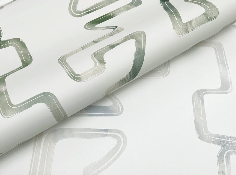 media image for Abstract Aura Wallpaper in Green & Grey 267