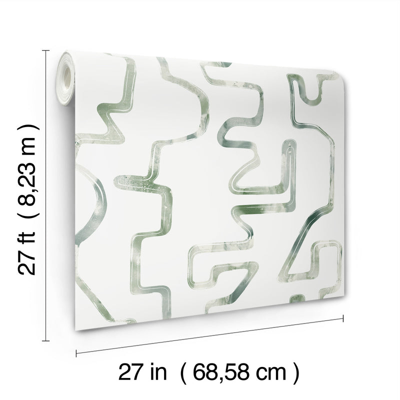 media image for Abstract Aura Wallpaper in Green & Grey 237