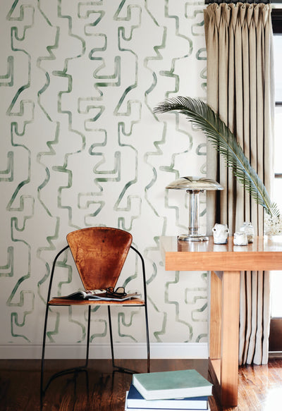 product image for Abstract Aura Wallpaper in Green & Grey 97