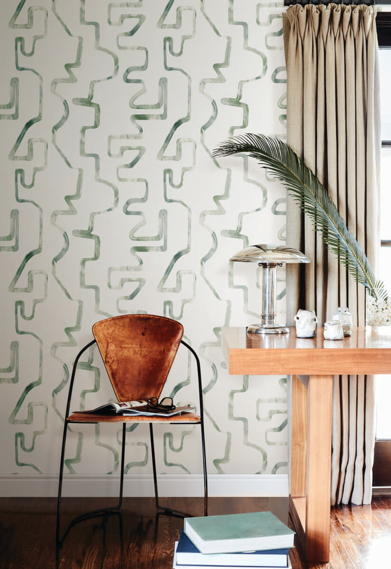 media image for Abstract Aura Wallpaper in Green & Grey 243