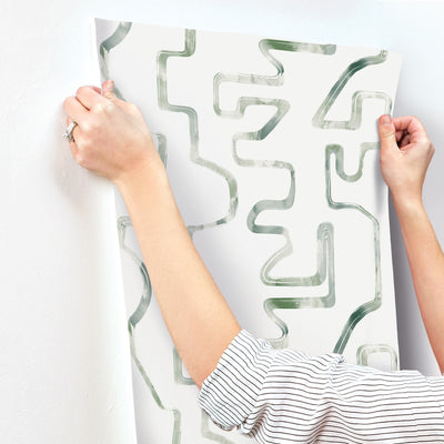 product image for Abstract Aura Wallpaper in Green & Grey 84