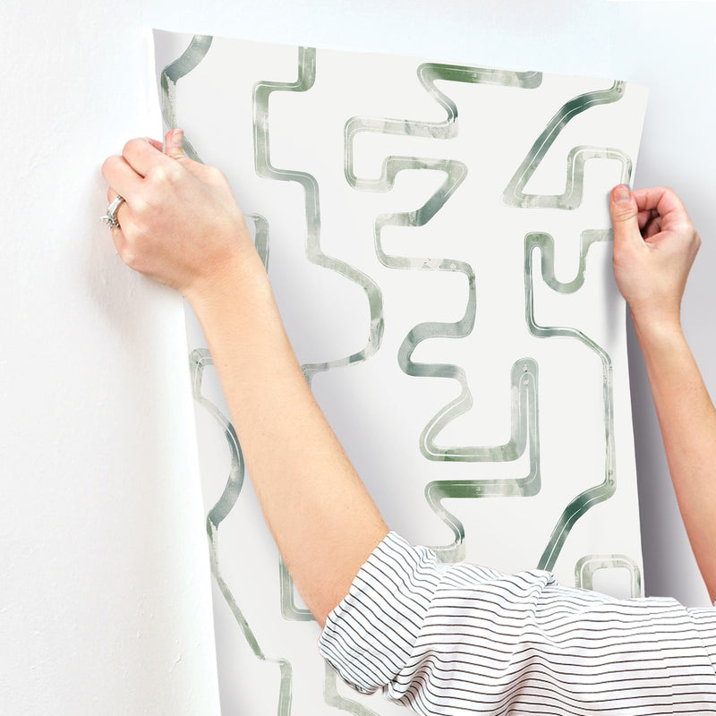 media image for Abstract Aura Wallpaper in Green & Grey 289