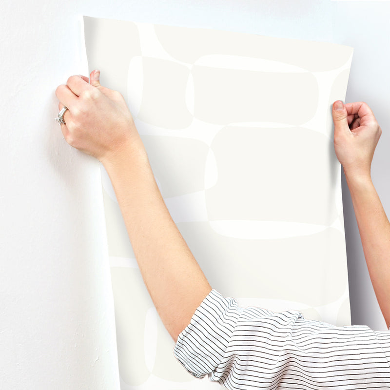 media image for Block Wallpaper in White & Ivory 227