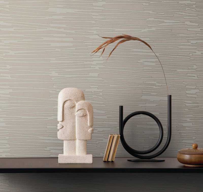 media image for Water Reed Thatch Wallpaper in Clay & Silver 264