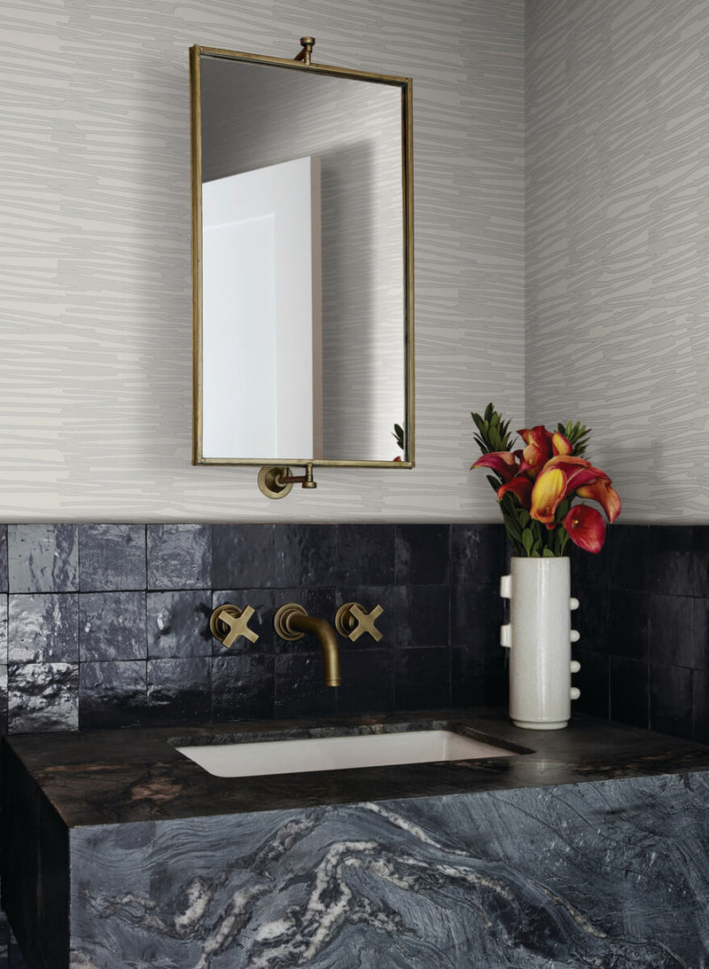 media image for Water Reed Thatch Wallpaper in Dove & Silver 22