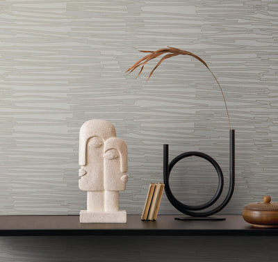 product image for Water Reed Thatch Wallpaper in Dove & Silver 80