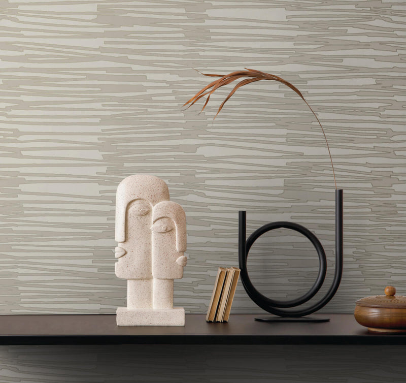 media image for Water Reed Thatch Wallpaper in Linen & Silver 299