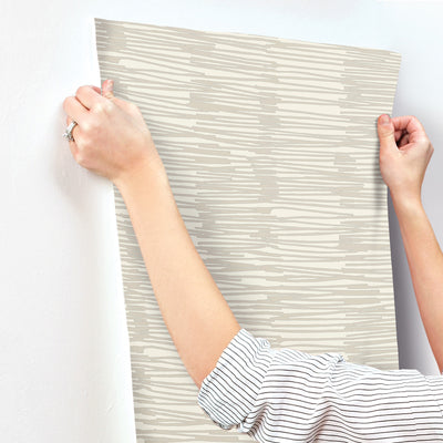 product image for Water Reed Thatch Wallpaper in Linen & Silver 28