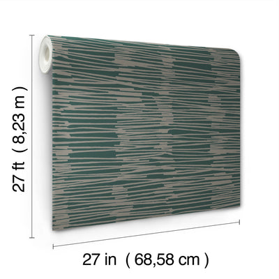 product image for Water Reed Thatch Wallpaper in Forest & Silver 54