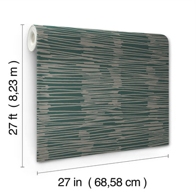 product image for Water Reed Thatch Wallpaper in Forest & Silver 54
