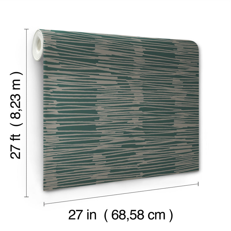 media image for Water Reed Thatch Wallpaper in Forest & Silver 293