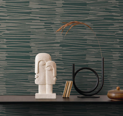 product image for Water Reed Thatch Wallpaper in Forest & Silver 67