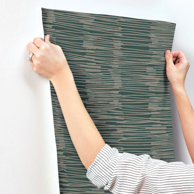 product image for Water Reed Thatch Wallpaper in Forest & Silver 43