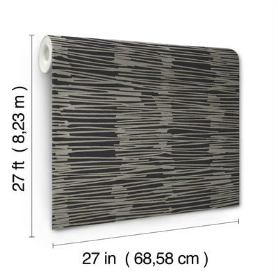 product image for Water Reed Thatch Wallpaper in Black & Gold 6