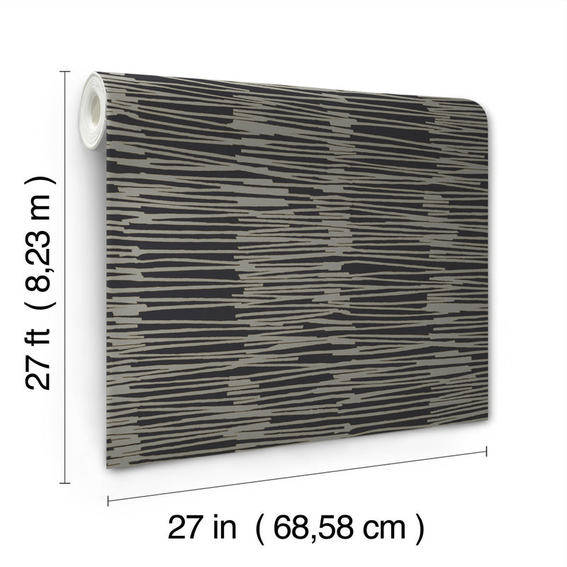 media image for Water Reed Thatch Wallpaper in Black & Gold 258