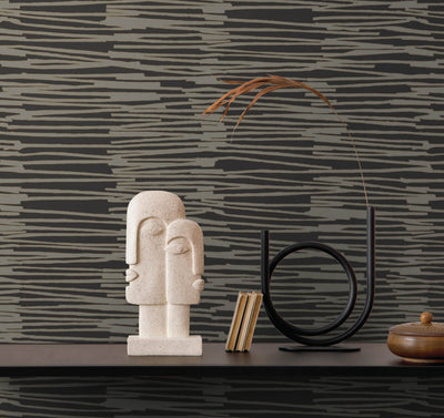 product image for Water Reed Thatch Wallpaper in Black & Gold 6