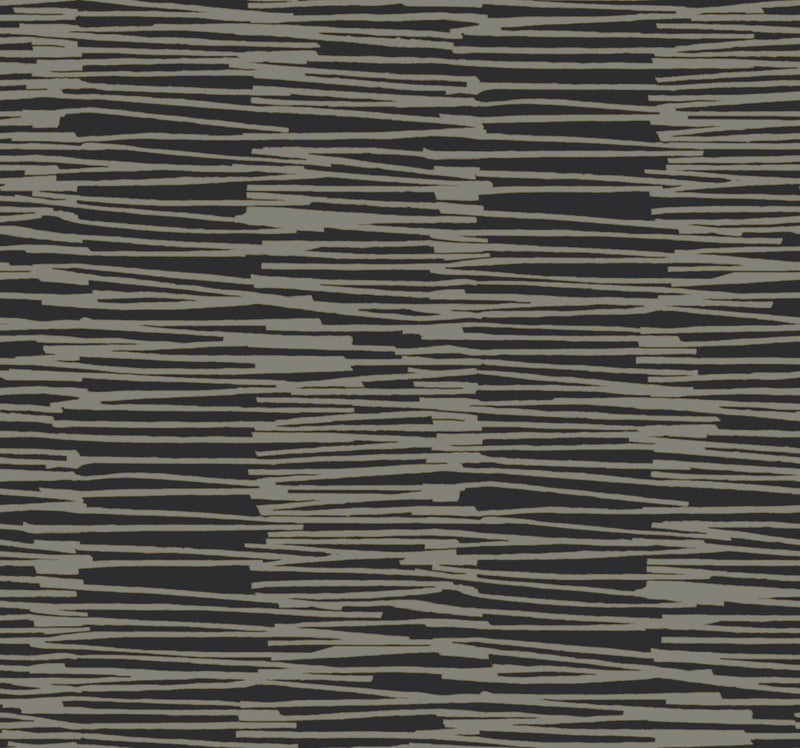 media image for Water Reed Thatch Wallpaper in Black & Gold 270