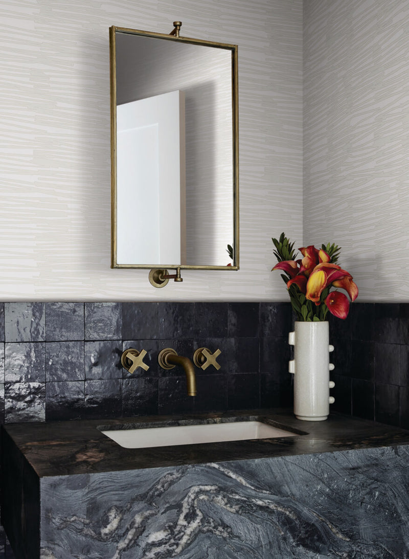 media image for Water Reed Thatch Wallpaper in Ivory & Glint 287