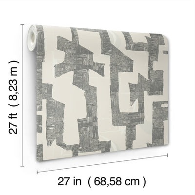 product image for Modern Tribal Wallpaper in Linen & Charcoal 33