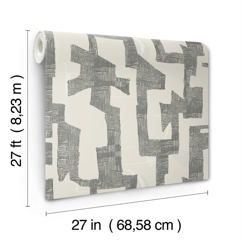 media image for Modern Tribal Wallpaper in Linen & Charcoal 223