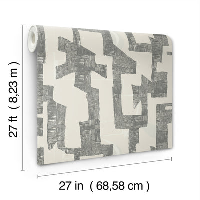 product image for Modern Tribal Wallpaper in Linen & Charcoal 99