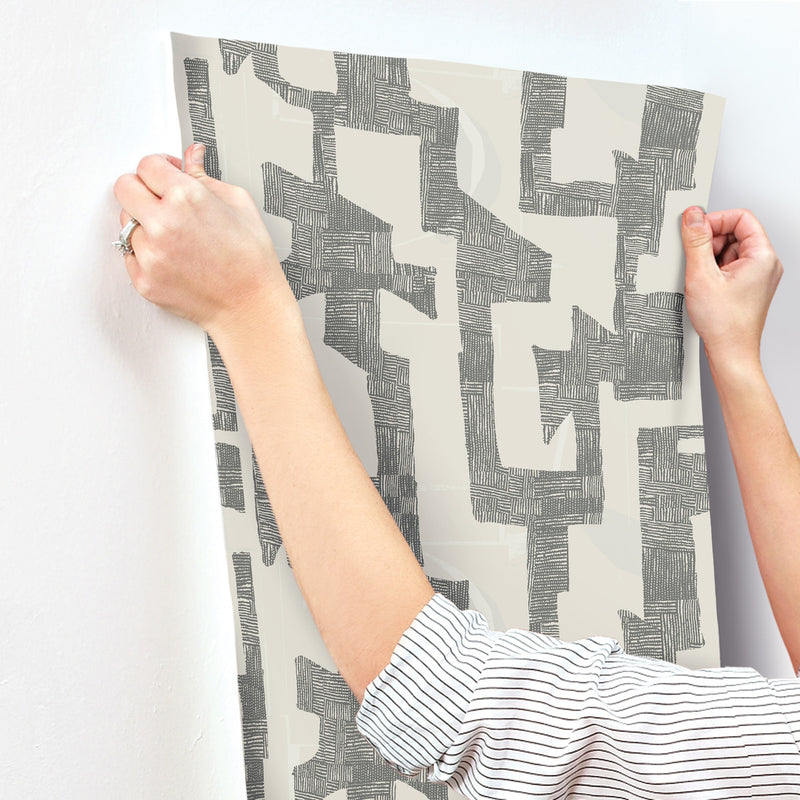 media image for Modern Tribal Wallpaper in Linen & Charcoal 290