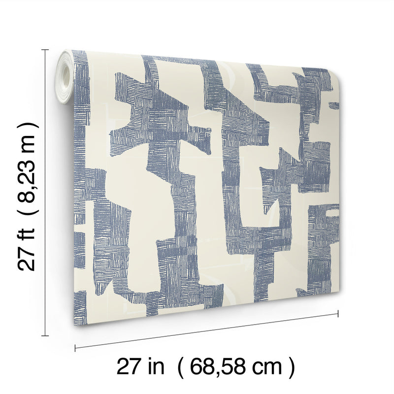 media image for Modern Tribal Wallpaper in Almond & Navy 220
