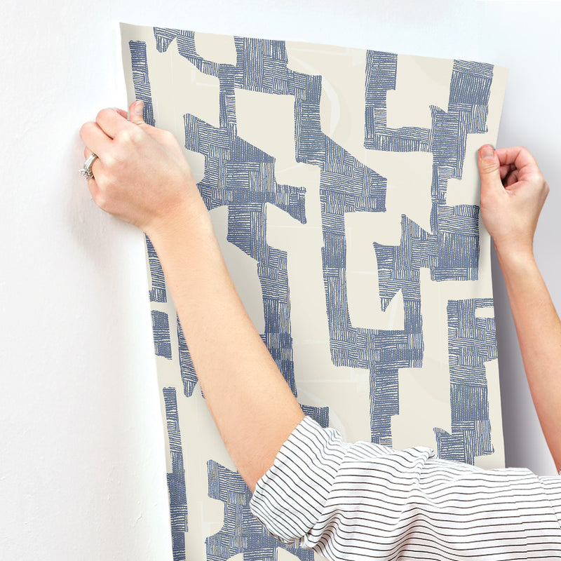 media image for Modern Tribal Wallpaper in Almond & Navy 216