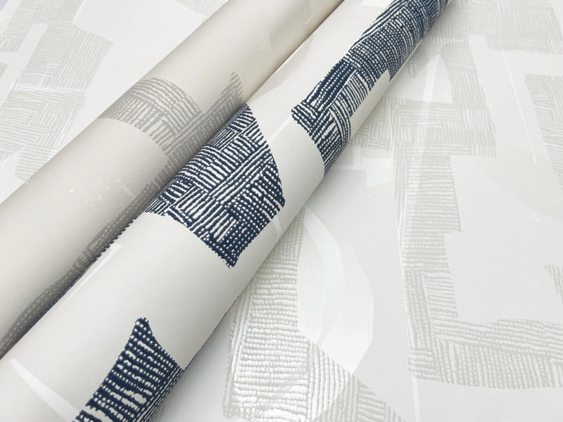 media image for Modern Tribal Wallpaper in Almond & Navy 212