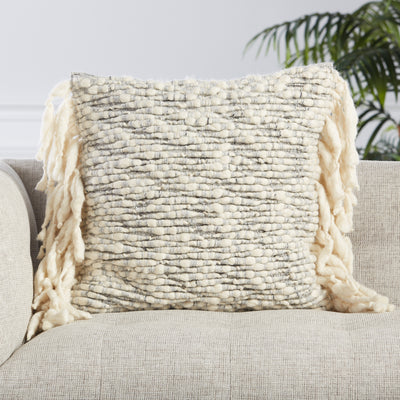 product image for Mahya Textured Pillow in Ivory & Light Gray by Jaipur Living 90