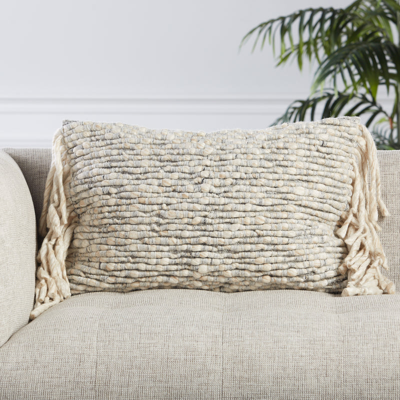 media image for Cilo Textured Pillow in Cream & Light Gray by Jaipur Living 275