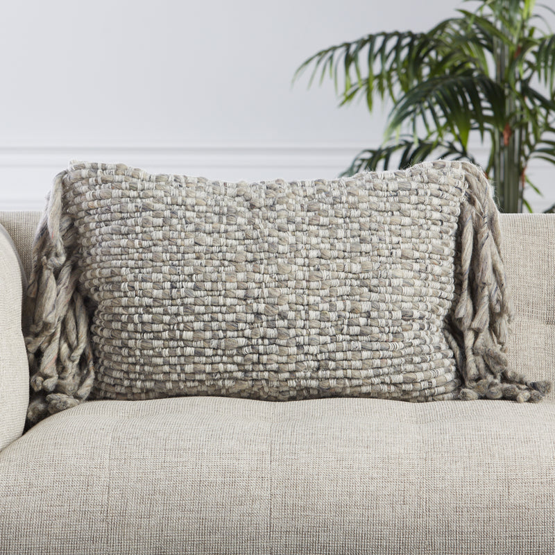 media image for Cilo Textured Pillow in Light Gray & Ivory by Jaipur Living 238
