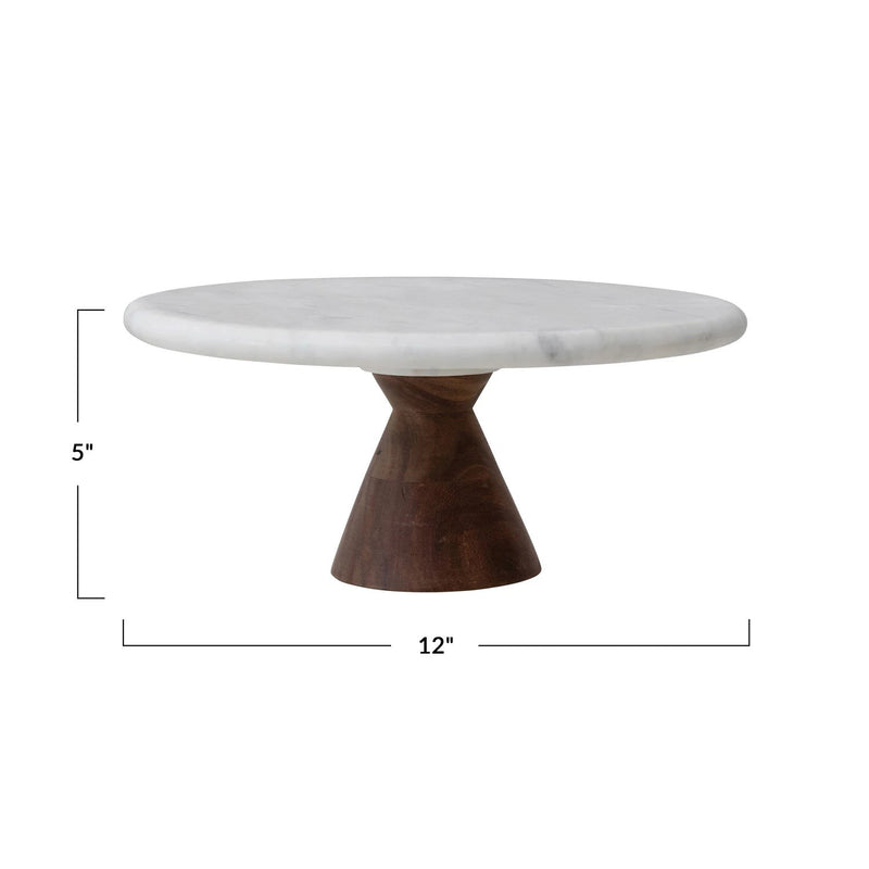 media image for marble pedestal w acacia wood base by bd edition ah2687 3 254