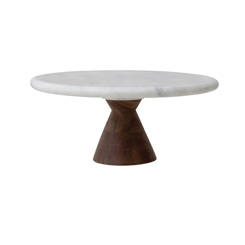 media image for marble pedestal w acacia wood base by bd edition ah2687 1 298