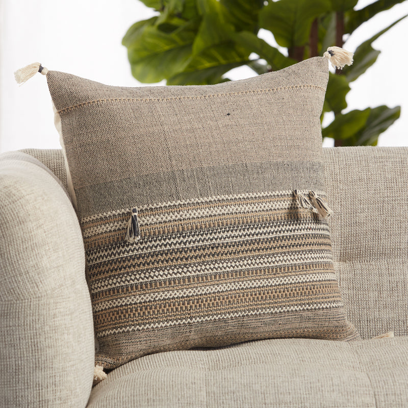 media image for Cainen Stripes Pillow in Brown & Cream 212