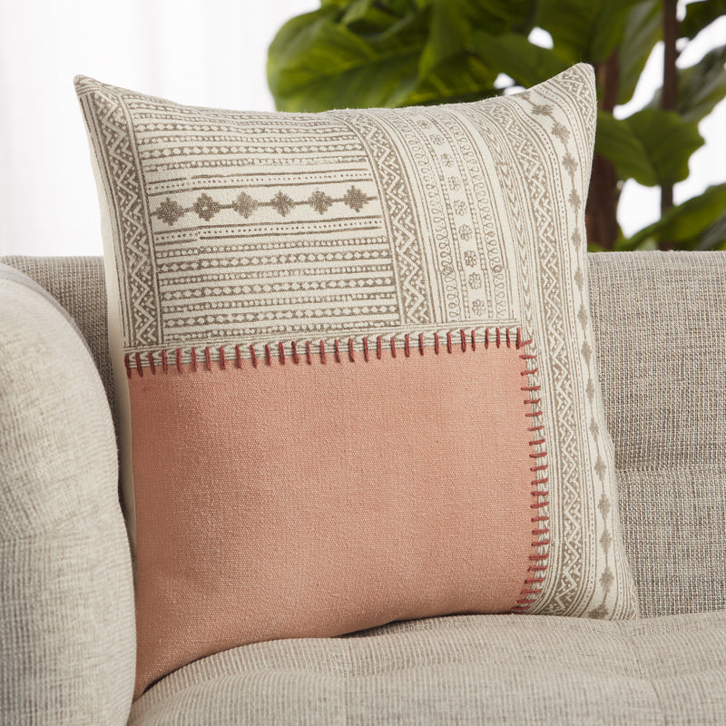 media image for Ayami Tribal Pillow in Light Pink & Cream 266