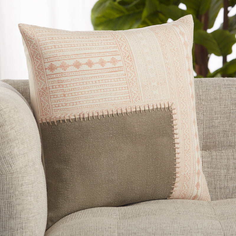 media image for Ayami Tribal Pillow in Light Pink & Gray 233