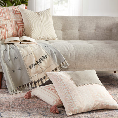 product image for Ayami Tribal Pillow in Light Pink & Gray 1