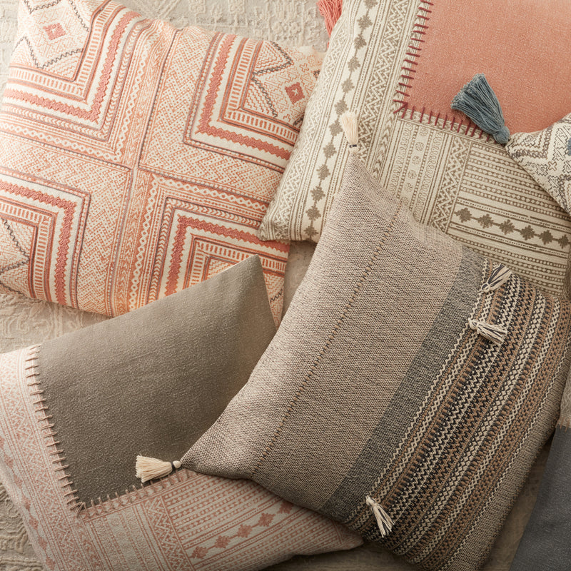 media image for Ayami Tribal Pillow in Light Pink & Gray 240