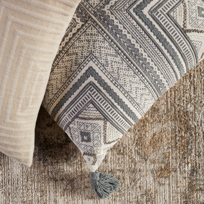 product image for Saskia Tribal Pillow in Gray & Cream 4