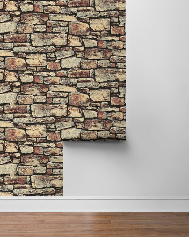 media image for Cornish Faux Stone Wallpaper in Warm Natural by NextWall 21