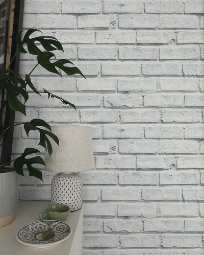 product image for Faux Brick Wallpaper in Off-White by NextWall 29