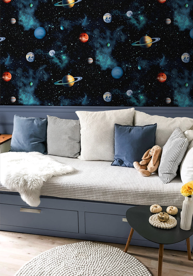 media image for Cosmos Wallpaper in Ebony by NextWall 257