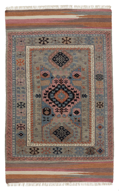product image for Asena Clovelly Reversible Hand Knotted Taupe & Multicolor Rug 1 38