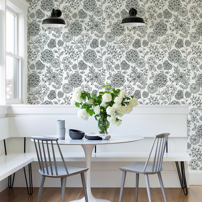 product image for Ada Black Floral Wallpaper from the Scott Living II Collection by Brewster Home Fashions 50