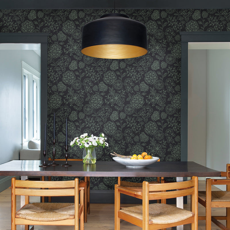 media image for Ada Charcoal Floral Wallpaper from the Scott Living II Collection by Brewster Home Fashions 255