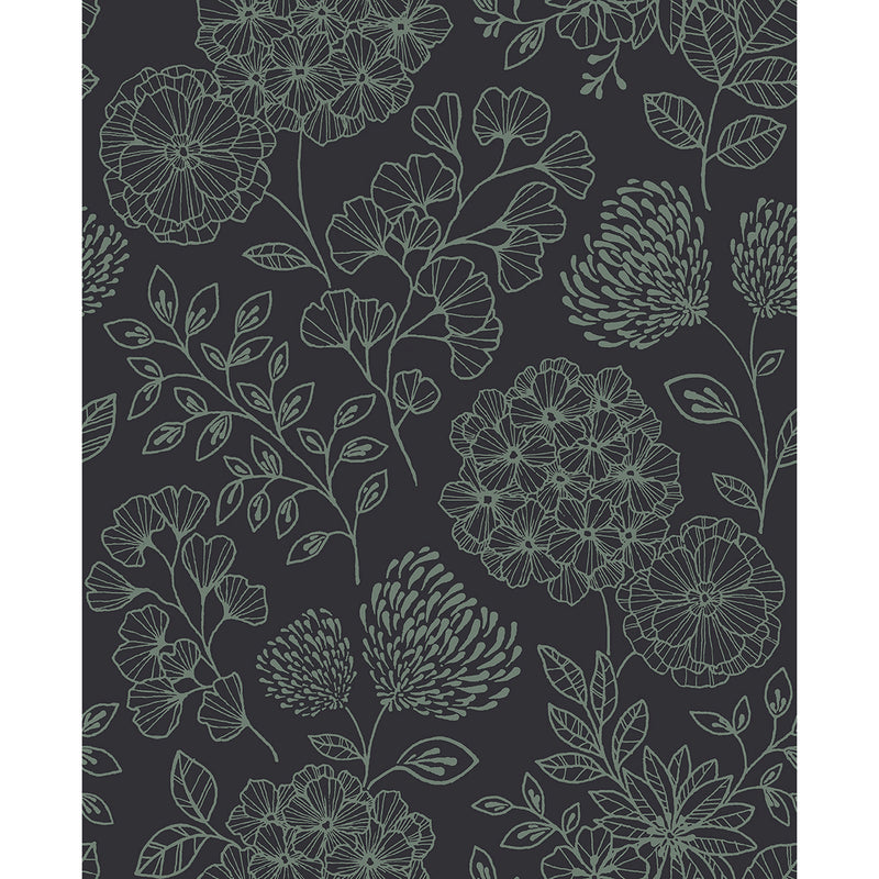 media image for Ada Charcoal Floral Wallpaper from the Scott Living II Collection by Brewster Home Fashions 283